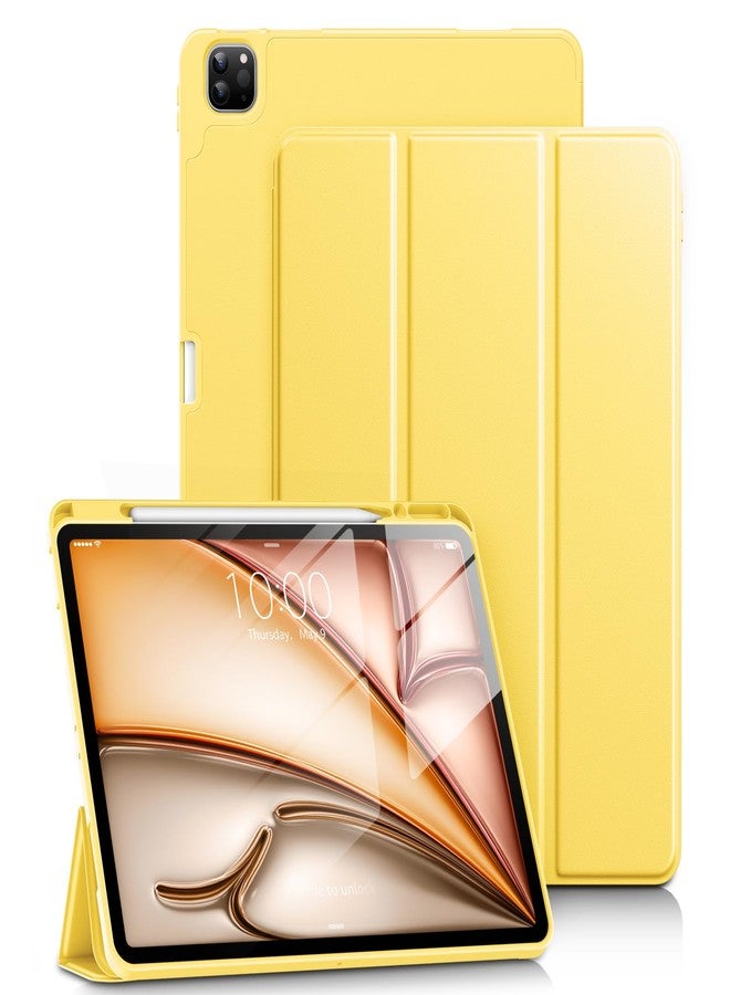 DTTO for iPad Air 13 Inch Case M3/M2 2025/2024, iPad Pro 12.9 Inch Case (6th/ 5th/ 4th/ 3rd Gen), Smart Slim Trifold Stand Soft Cover with Pencil Holder for iPad Air 13", Yellow - Image 1